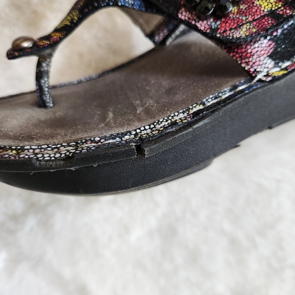 Alegria Carina Flip Flop Comfort Sandals Leather Floral Print Size 36/6 - Picture 6 of 14